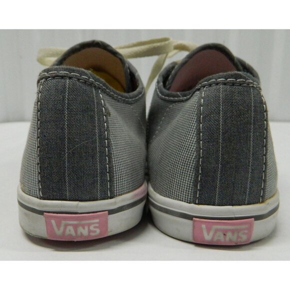 Size 7 Vans Womens Gray Canvas Low-Top Sneakers US Lace-Up Closure Preppy Pink - Picture 3 of 9